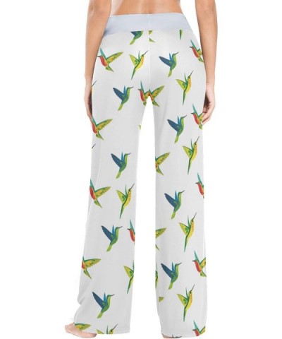 Women's Comfy Stretch High Waist Drawstring Palazzo Wide Leg Pants - Hummingbirds Pattern - C8199E5C68H $44.11 Bottoms