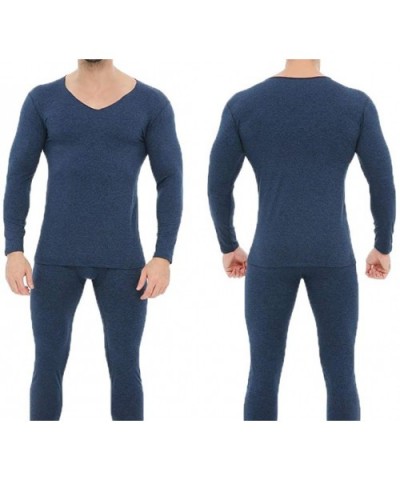 Men's Ultra Soft Long Johns Set Seamless Thermal Underwear Long Sleeve Base Layer with V-Neck - Black - CO192KS2ZDT $69.10 Th...