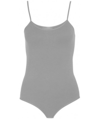 Women's Sleeveless Sexy Leotard Cami Racker Bodysuit - Grey - C712DB67K7H $18.05 Shapewear