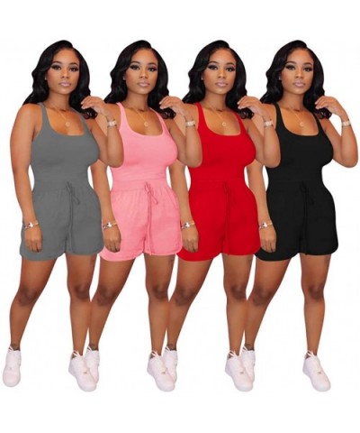 Two Piece Outfits for Women - Summer Sexy Crop Tops + Booty Shorts 2 Pc Set Biker Jogger Sportswear Active Tracksuits - Pink-...