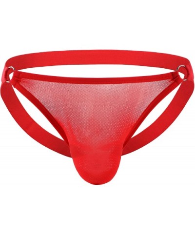 Mens Sexy Micro Mesh Briefs Soft Breathable Bulge Pouch Underwear D9077 - 4-pack Red - CE193OZTISM $31.81 Briefs