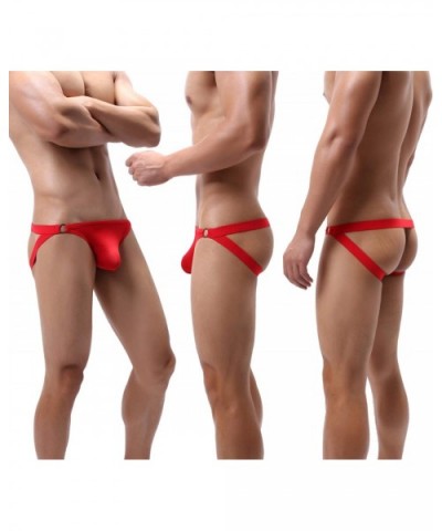 Mens Sexy Micro Mesh Briefs Soft Breathable Bulge Pouch Underwear D9077 - 4-pack Red - CE193OZTISM $31.81 Briefs