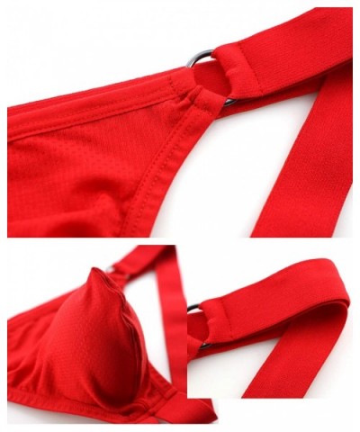 Mens Sexy Micro Mesh Briefs Soft Breathable Bulge Pouch Underwear D9077 - 4-pack Red - CE193OZTISM $31.81 Briefs