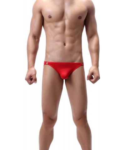 Mens Sexy Micro Mesh Briefs Soft Breathable Bulge Pouch Underwear D9077 - 4-pack Red - CE193OZTISM $31.81 Briefs