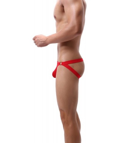 Mens Sexy Micro Mesh Briefs Soft Breathable Bulge Pouch Underwear D9077 - 4-pack Red - CE193OZTISM $31.81 Briefs