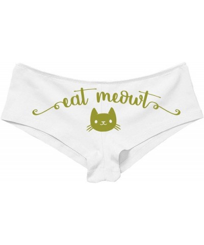 Eat Meowt Pussy Cat Kitty Kitten Oral Sex Lick me White Panties - Gold - CZ18M27AZTT $20.74 Panties