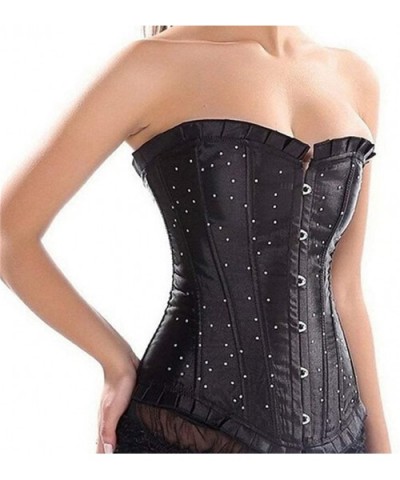 Womens Sexy Bustiers Push Up Overbust Waist Cinchers Corsets Rhinestone Brocade Tops - 804red - CU18T2WN7G7 $49.19 Bustiers &...