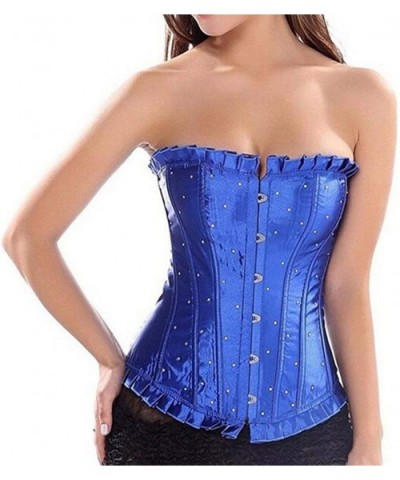 Womens Sexy Bustiers Push Up Overbust Waist Cinchers Corsets Rhinestone Brocade Tops - 804red - CU18T2WN7G7 $49.19 Bustiers &...