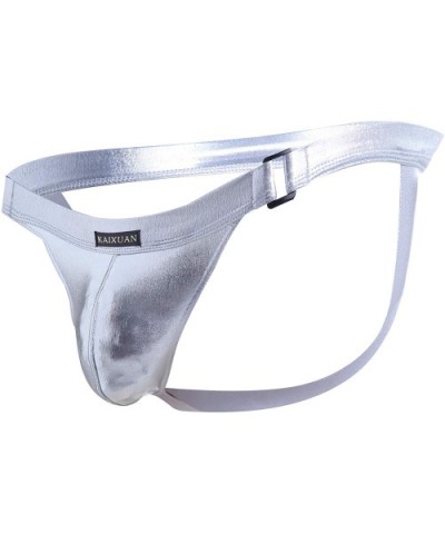 Mens Metal T-Back Low Rise G-String Briefs Bulge Pouch Thongs Underwear - Silver - CI18A4CIOT9 $25.26 G-Strings & Thongs