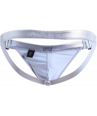 Mens Metal T-Back Low Rise G-String Briefs Bulge Pouch Thongs Underwear - Silver - CI18A4CIOT9 $25.26 G-Strings & Thongs