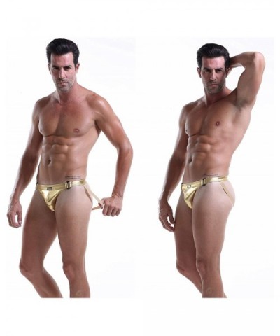 Mens Metal T-Back Low Rise G-String Briefs Bulge Pouch Thongs Underwear - Silver - CI18A4CIOT9 $25.26 G-Strings & Thongs