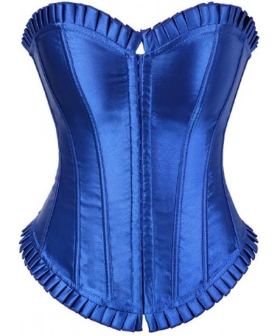 Women's Bustier Corset Top Sexy Lingerie Sets Black Satin Waist Cincher - 015blue - C718K4EG3GR $27.33 Bustiers & Corsets