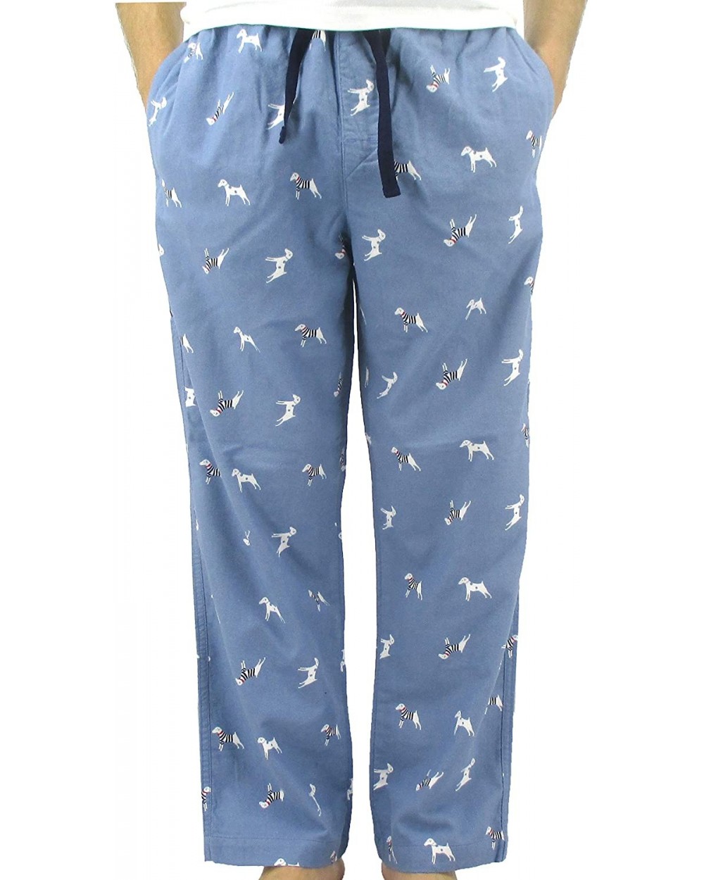 Men's Animal Wolf Penguin Polar Bear Print Soft Flannel Pajama Bottoms - Light Blue Jack Russell - CN19549DAI6 $40.15 Sleep B...