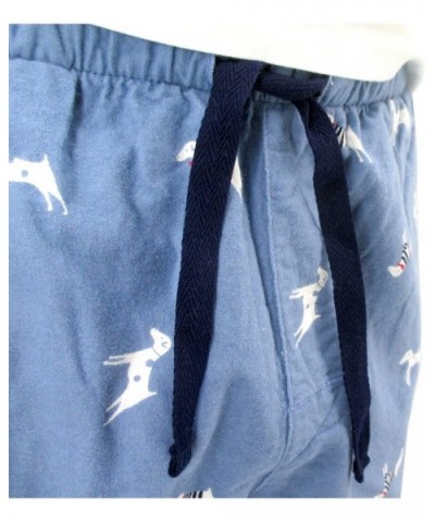 Men's Animal Wolf Penguin Polar Bear Print Soft Flannel Pajama Bottoms - Light Blue Jack Russell - CN19549DAI6 $40.15 Sleep B...