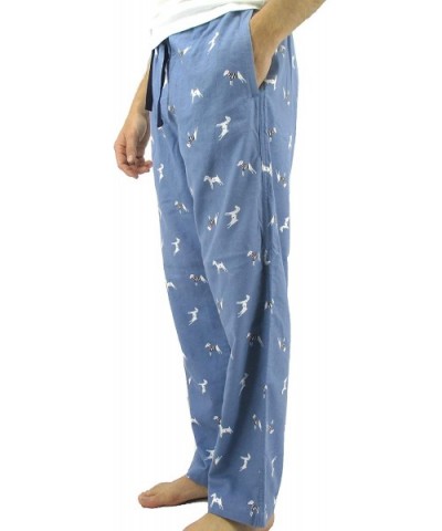 Men's Animal Wolf Penguin Polar Bear Print Soft Flannel Pajama Bottoms - Light Blue Jack Russell - CN19549DAI6 $40.15 Sleep B...