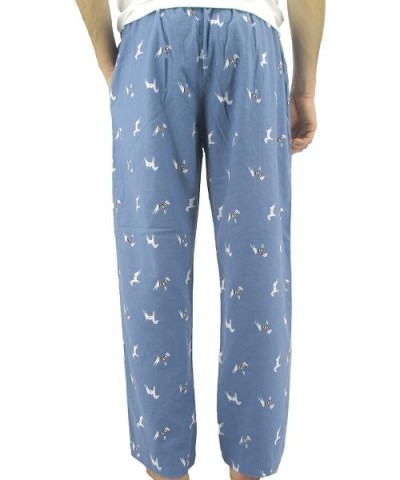 Men's Animal Wolf Penguin Polar Bear Print Soft Flannel Pajama Bottoms - Light Blue Jack Russell - CN19549DAI6 $40.15 Sleep B...