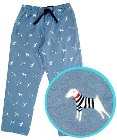 Men's Animal Wolf Penguin Polar Bear Print Soft Flannel Pajama Bottoms - Light Blue Jack Russell - CN19549DAI6 $40.15 Sleep B...