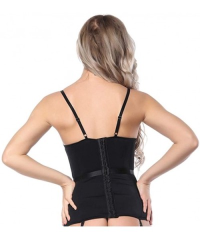 Women Lace Bustier Sexy Overbust Strap Push Up Corsets Slimming Lingerie - Black - CS18SAS5IQN $64.89 Bustiers & Corsets