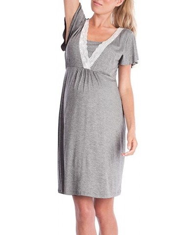 Pregnant Women Multifunction Lace Mother Breastfeeding Nursing Baby Pajamas Dress - Dark Gray - CF18OSY6SSE $31.32 Nightgowns...