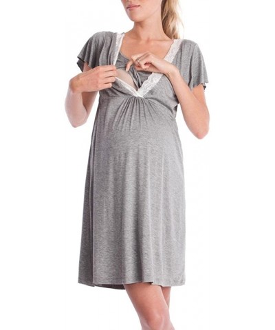 Pregnant Women Multifunction Lace Mother Breastfeeding Nursing Baby Pajamas Dress - Dark Gray - CF18OSY6SSE $31.32 Nightgowns...