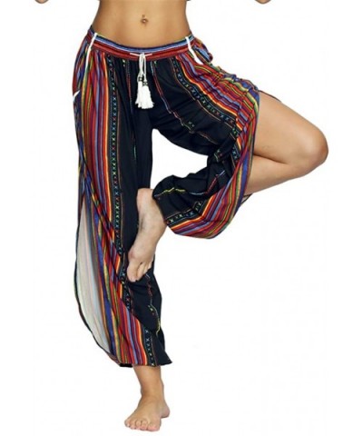 Women's Bohemian Tapered Harem Loose Yoga Travel Pajama Lounge Pants - Stripe - CJ19C9EWA05 $30.45 Bottoms