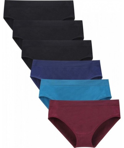 Womens Bikini Panties Seamless Underwear- Soft Stretch Cheekini Hipster Briefs 6 Pack - Assorted - CU18L6OLMW2 $28.46 Panties