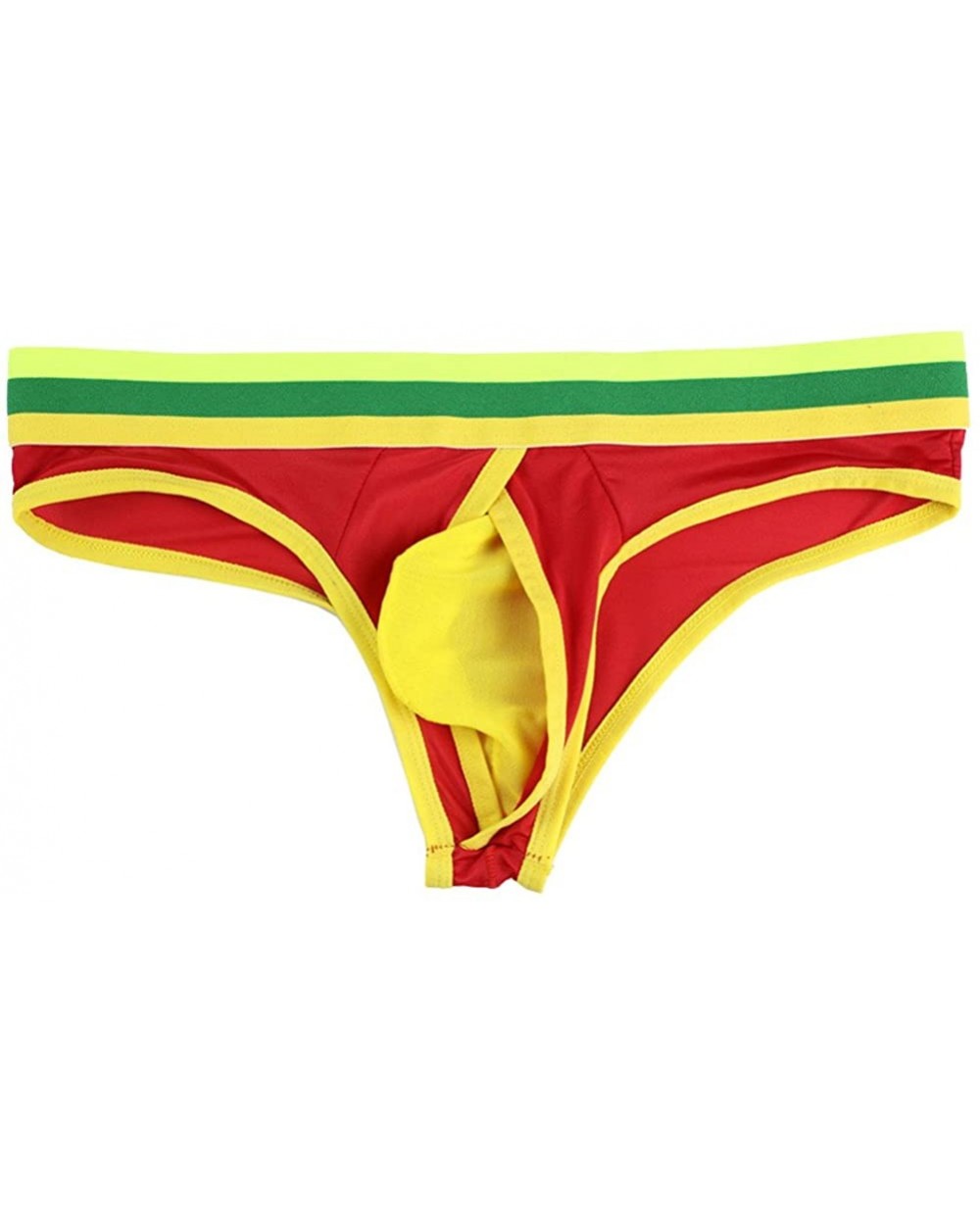 Sexy Mens Breathe Underwear Bulge Pouch Triangle Undewear Brifes - Red/Yellow - CT18CL85DKQ $14.12 Briefs