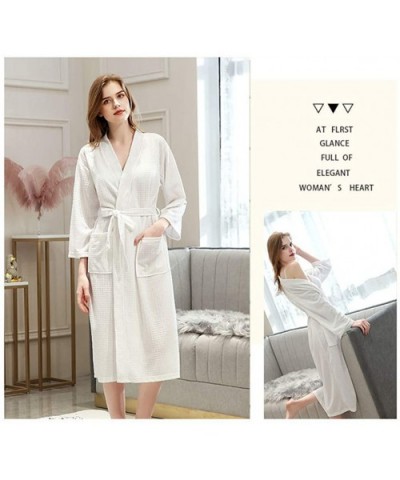 Men's Women's Lightweight Waffle Full-Length Robe - Women/White - CJ199C0KEKW $40.35 Robes