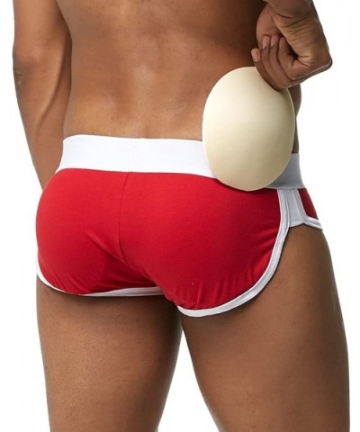 Mens Padded Briefs Removable Pad of Butt Lifter and Enlarge Package Pouch - Red - CO18DXSTR5U $23.12 Briefs