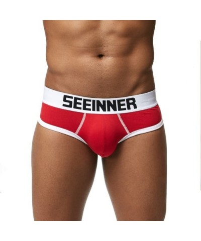 Mens Padded Briefs Removable Pad of Butt Lifter and Enlarge Package Pouch - Red - CO18DXSTR5U $23.12 Briefs