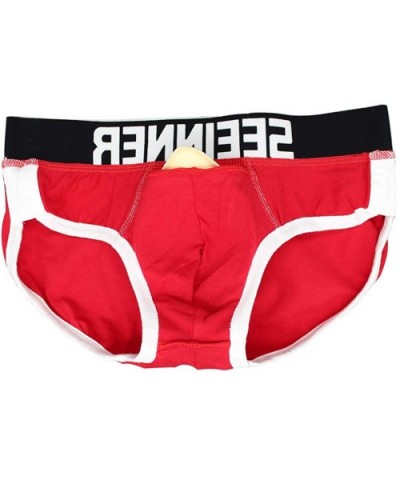 Mens Padded Briefs Removable Pad of Butt Lifter and Enlarge Package Pouch - Red - CO18DXSTR5U $23.12 Briefs