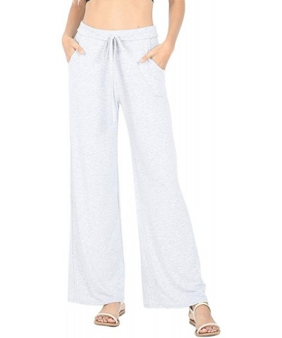 Womens & Plus Comfy Stretch Solid Drawstring Wide Leg Lounge Pants - H Grey - C41959XZ00Z $29.95 Bottoms