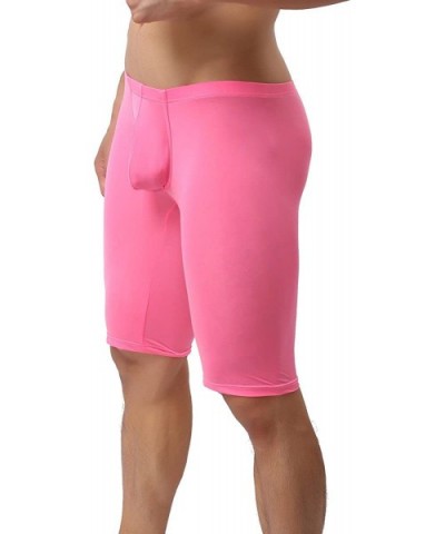 Men's Long Boxer Briefs Underwear Compression Pants Stretch Base Layer - Pink - CV183KG7KCY $19.25 Boxers