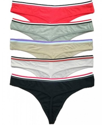 5 Pack Women's Multicolored Panties Cotton Spandex Thongs Underwear G-strings - Multicoloured1 - CO18HW6EOER $13.91 Panties