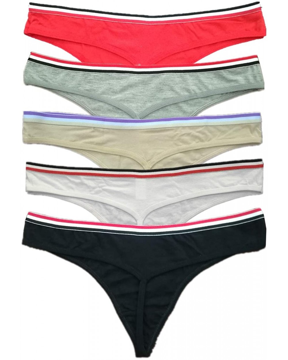 5 Pack Women's Multicolored Panties Cotton Spandex Thongs Underwear G-strings - Multicoloured1 - CO18HW6EOER $13.91 Panties