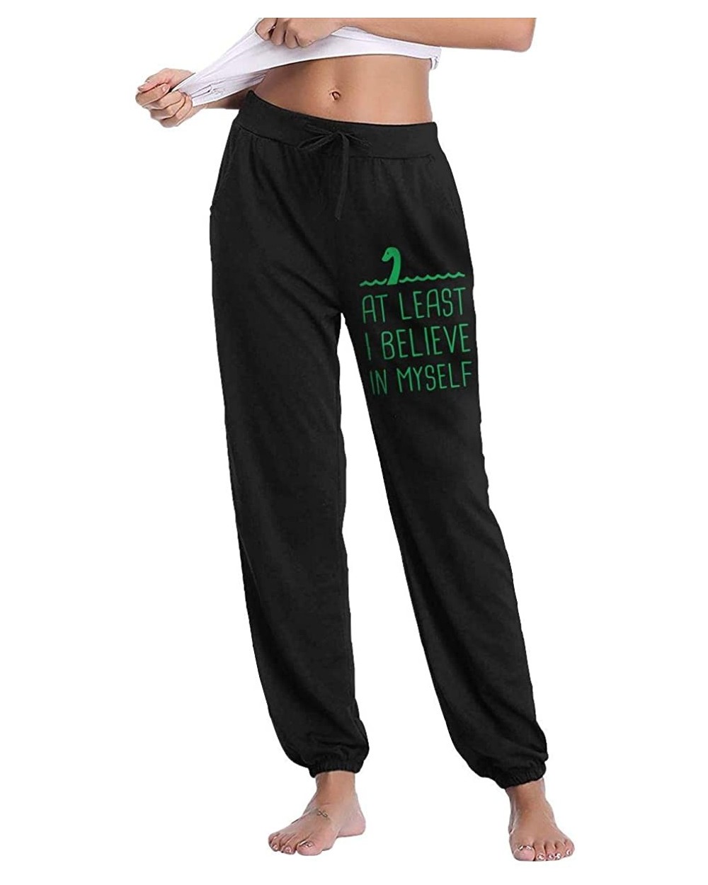 at Least I Believe in Myself Loch Ness Monster Womens Drawstring Waist Yoga Legging Active Pant with Pocket - CG18ZA8Z5DZ $68...