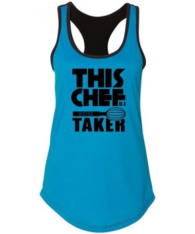 Ladies This Chef Whisk Taker Racerback - Turquoise/Black - CE18U035HYW $21.41 Tops