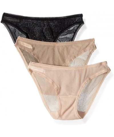 Women's Mesh Low-Rise Bikini Panty - Champagne Multi (3 Pack) - CI188TLQI7Q $71.46 Panties