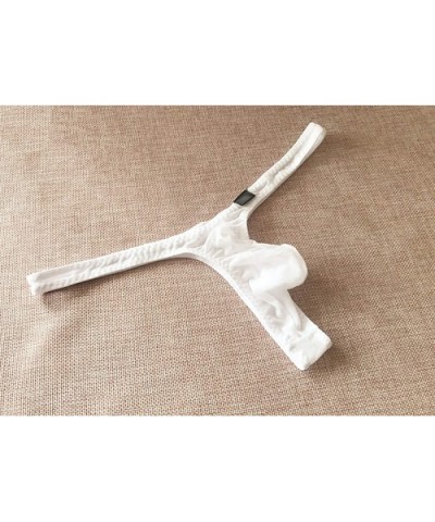 Mesh Men Sexy Thongs Transparent Erotic Underwear Big Pouch High Elastic G Strings T Back - White - C2193IE85TZ $55.44 G-Stri...