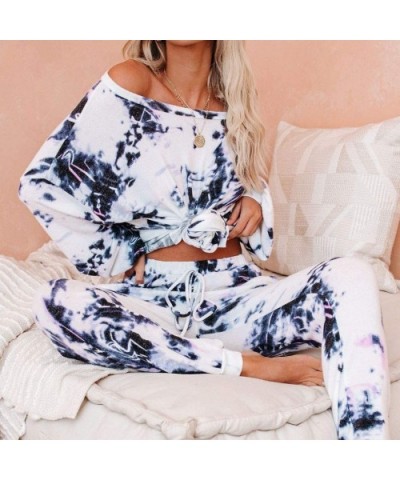 Outfits for Women 2 Piece Sets-Casual Sweatsuit Long Sleeve Shirts and Lounge Jogger Pants Tie Dye Printed Pajamas Sets - Z5-...