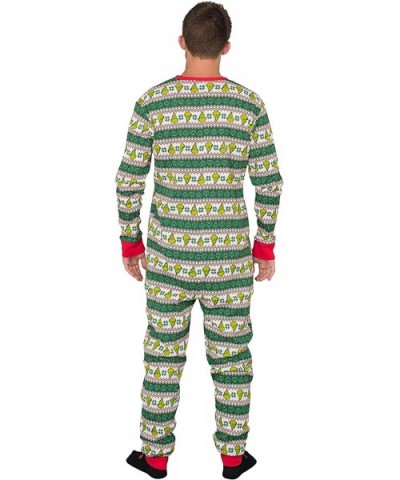 Grinch Family Faces Christmas Green and White Adult Pajama Union Suit - CE18M2D5348 $44.84 Sleep Sets