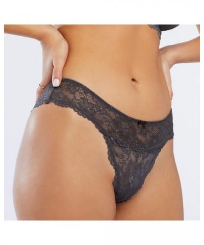 Women's Floral Lace Cheeky - Blackened Grey Pearl - C018UZXHM6Z $28.99 Panties