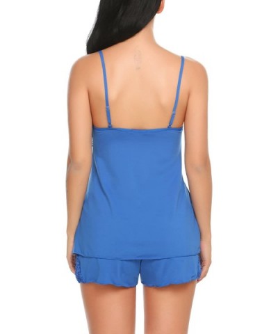 Women Sleepwear 2 Piece Cami Shorts Pajamas Sets Sexy Lingerie Nightwear - Royal Blue - CE187CCYM85 $23.86 Sets