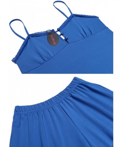 Women Sleepwear 2 Piece Cami Shorts Pajamas Sets Sexy Lingerie Nightwear - Royal Blue - CE187CCYM85 $23.86 Sets