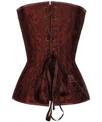 Women's Vintage Steampunk Corsets Bustiers Steel Boned Overbust Corset Lingerie for Party - Brown - CC18LR9HN33 $56.07 Bustie...