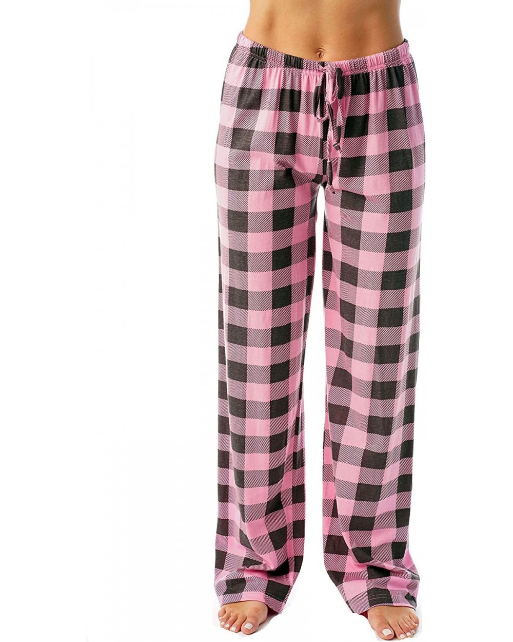 Women Buffalo Plaid Pajama Pants Sleepwear - Pink Charcoal Buffalo Plaid - CZ18DG8K6HQ $23.67 Bottoms