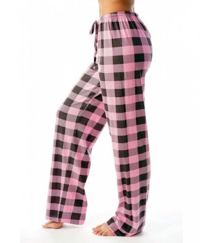 Women Buffalo Plaid Pajama Pants Sleepwear - Pink Charcoal Buffalo Plaid - CZ18DG8K6HQ $23.67 Bottoms