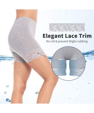 Short Leggings for Women Slip Shorts Mid Thigh Legging Plus Size Undershorts Flat - Lace Edge Grey - CG18HXDK3G5 $28.48 Therm...