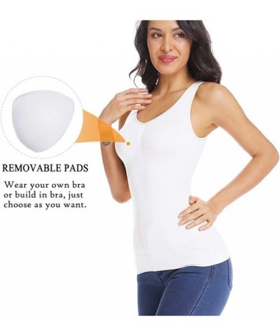 Shapewear Tank Top with Built in Bra Slimming Cami Shaper Compression Top for Women Tummy Control Camisole White - CL19330330...