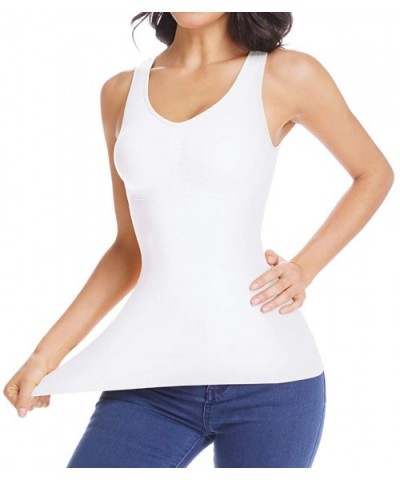 Shapewear Tank Top with Built in Bra Slimming Cami Shaper Compression Top for Women Tummy Control Camisole White - CL19330330...